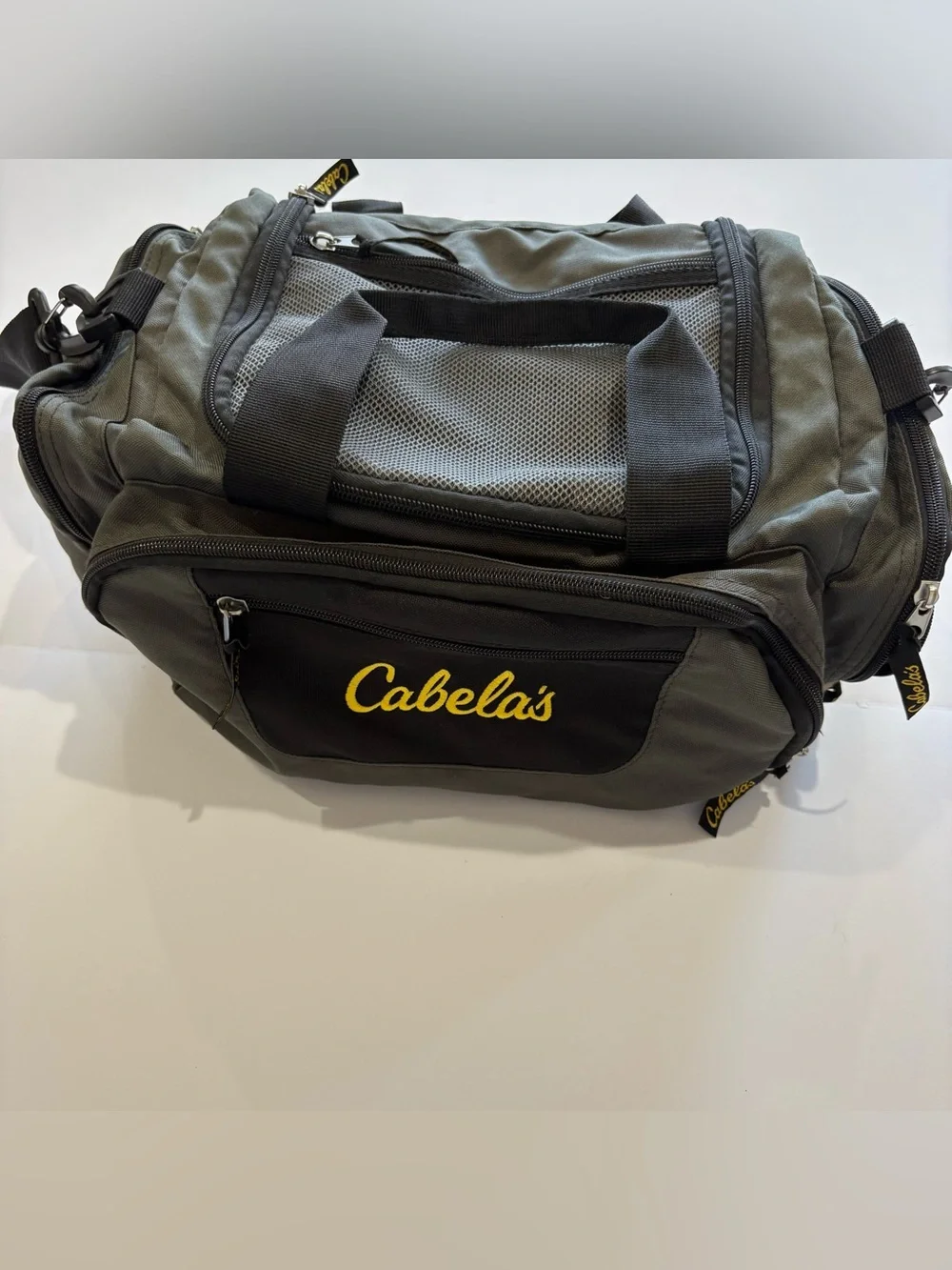 Cabela’s Utility Gear Bag Duffel Travel Fishing Tackle Gray Black 15x10x8